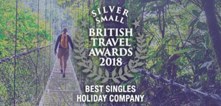 British travel Awards 2018 Awarded to Tucan Travel for Best Singles Holiday Company - Solo Traveller at in the jungle walking the treetops on tour with Tucan Travel on a solo trip Singles tours, solo tour around the world with Tucan Travel. Discovering tree tops walkways in Costa Rica on a solo trip with Tucan Travel