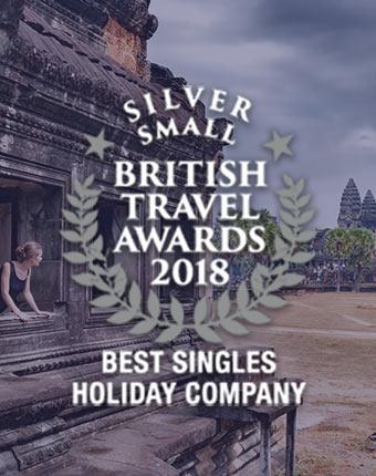 Tucan Travel wins Silver at the British Travel Awards 2018 for Best Singles Holiday Company - background photo single traveller visiting Angkor Wat, Cambodia Tucan Travel winning silver at the British Travel Awards 2018 for best singles or solo holiday company - Single-tourst-discovering-ancient tourist destination of Angkor Wat in Cambodia - one of our favourite destinations in Asia