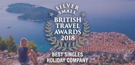British Travel Awards 2018 - best singles holiday company for Tucan Travel - photo Female solo traveller looking down on the historic town of Dubrovnik on her singles trip with Tucan Travel solo tourist exploring Croatia on her single trip with Tucan Travel looking down on the historic town of Dubrovnik