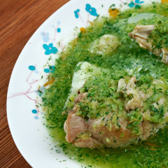 Jocon is a green sacuse poured over chicken