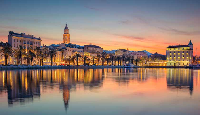 Split. Beautiful romantic old town of Split during beautiful sunrise. Croatia,Europe