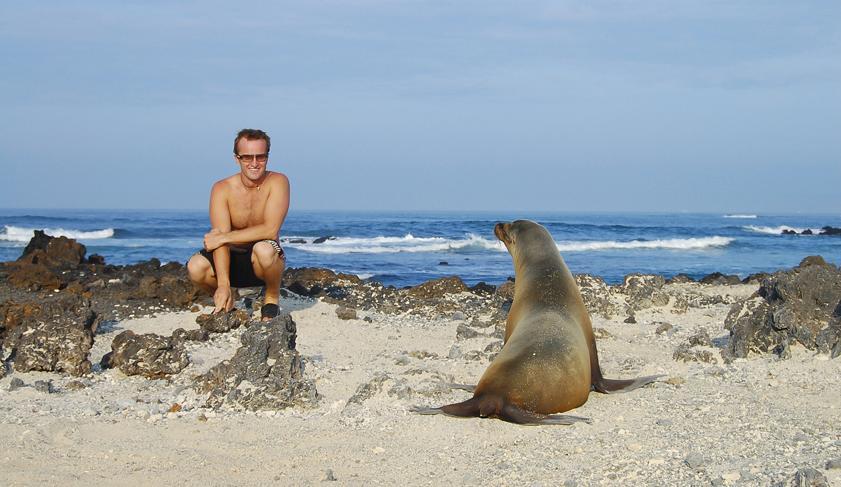 A friendly sea lion stopping off to say hello in the Galapagos Islands, Ecuador
