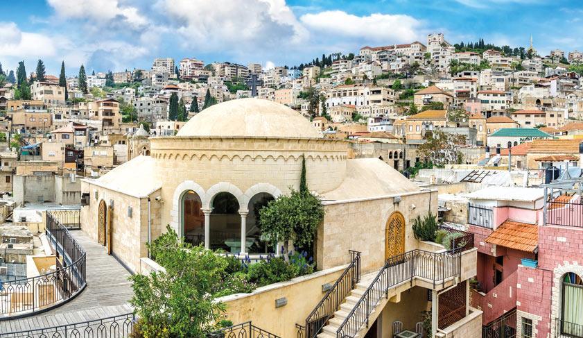 Nazareth city panoramic view. Mary of Nazareth Center. Israel.