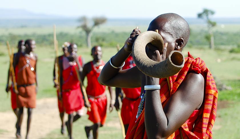 Masai Kudu Horn Blowing,Kenya. Masai Kudu Horn Blowing,Kenya.