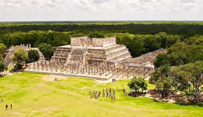 Looking out over The Plaza of a Thousand Columns in Chitchen Itza, Mexico Looking out over The Plaza of a Thousand Columns in Chitchen Itza, Mexico