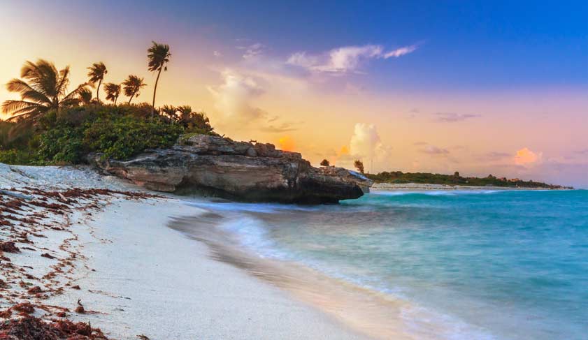 Playa del Carmen beach at sunset. Playa del Carmen beach at sunset.