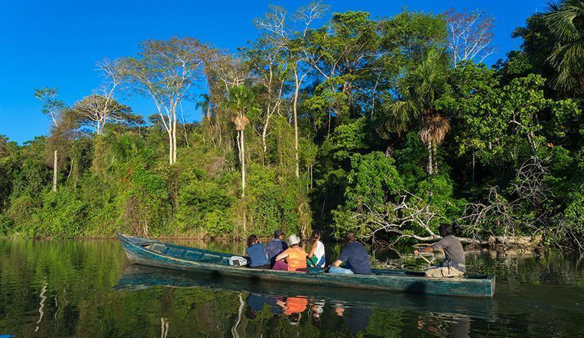 Travelling through the Amazon Jungle by boat, Peru