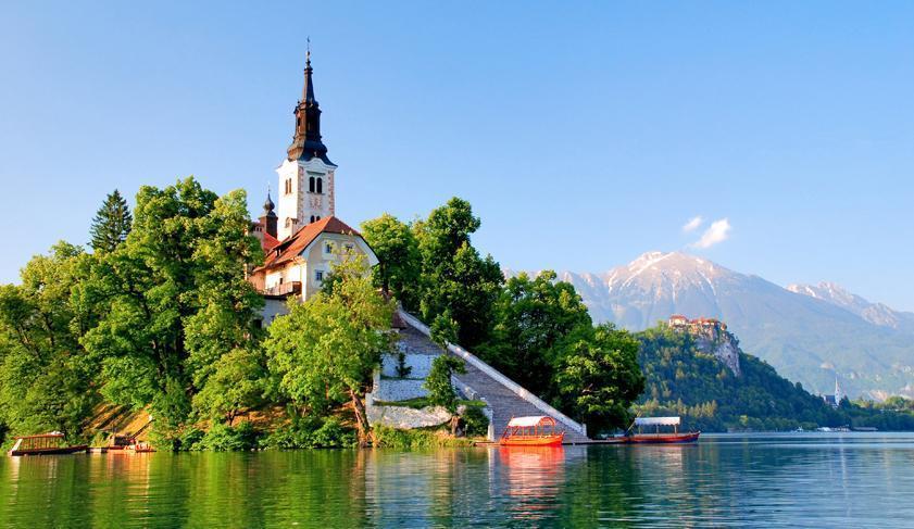 The Church of the Assumption on Lake Bled, Slovenia The Church of the Assumption on Lake Bled, Slovenia