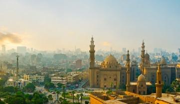 Evening in Cairo with the Royal Mosque and Mosque of Sultan Hassan