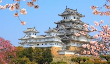 The main tower of the UNESCO world heritage site Himeji Castle, Japan