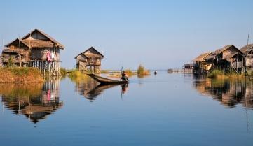 A traditional floating village on Inle Lake, Myanmar