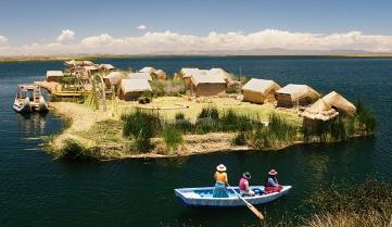 One of the Uros Islands on Lake Titicaca, Peru