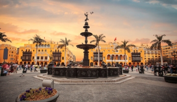 The plaza is at the heart of the Lima's historic center