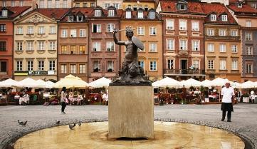 The Statue of Syrenka (Mermaid of Warsaw) in Warsaw, Poland
