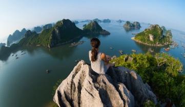 Looking down over Halong Bay, Vietnam